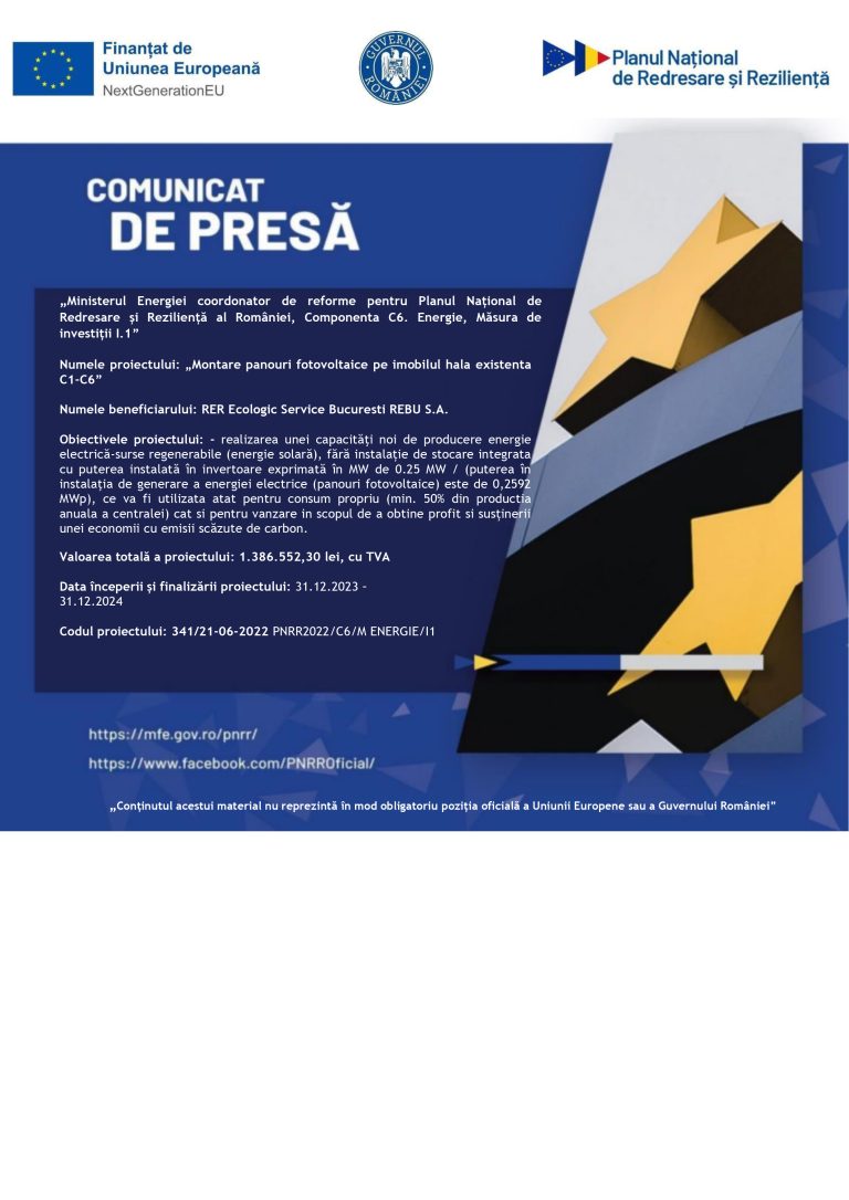 Comunicat de presă RER Ecologic Service Bucuresti REBU SA (2)