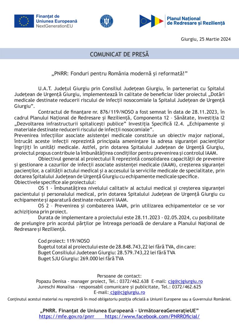 Comunicat de presă UAT Judetul Giurgiu