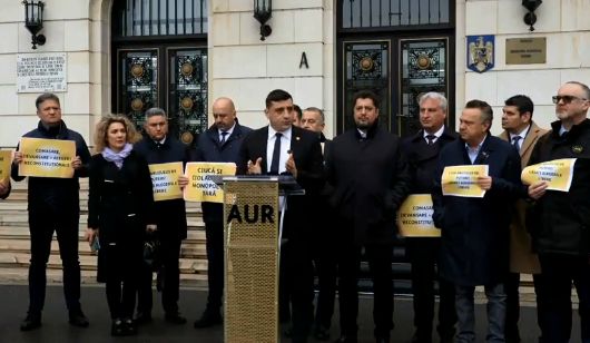 Protest AUR în fața sediului MAI. Simion: „Să lase alegerile în pace, să nu dea foc la ţară” – VIDEO
