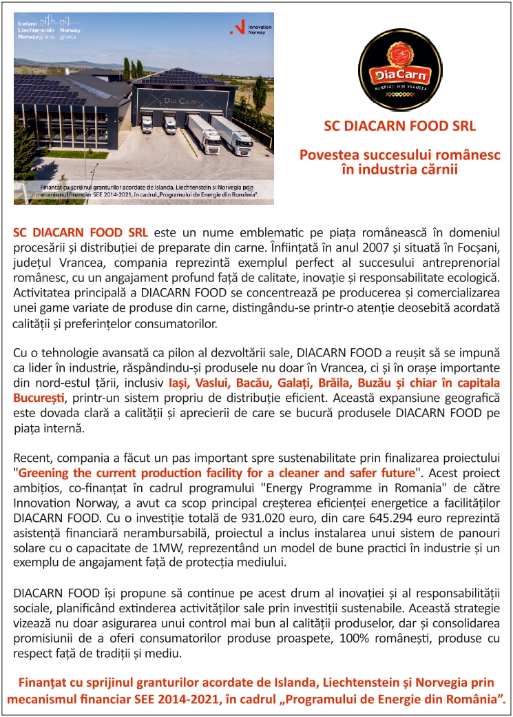 Comunicat de presă DIACARN FOOD SRL