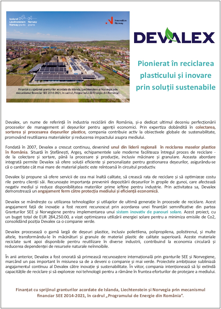 Comunicat de presă DEVALEX SRL