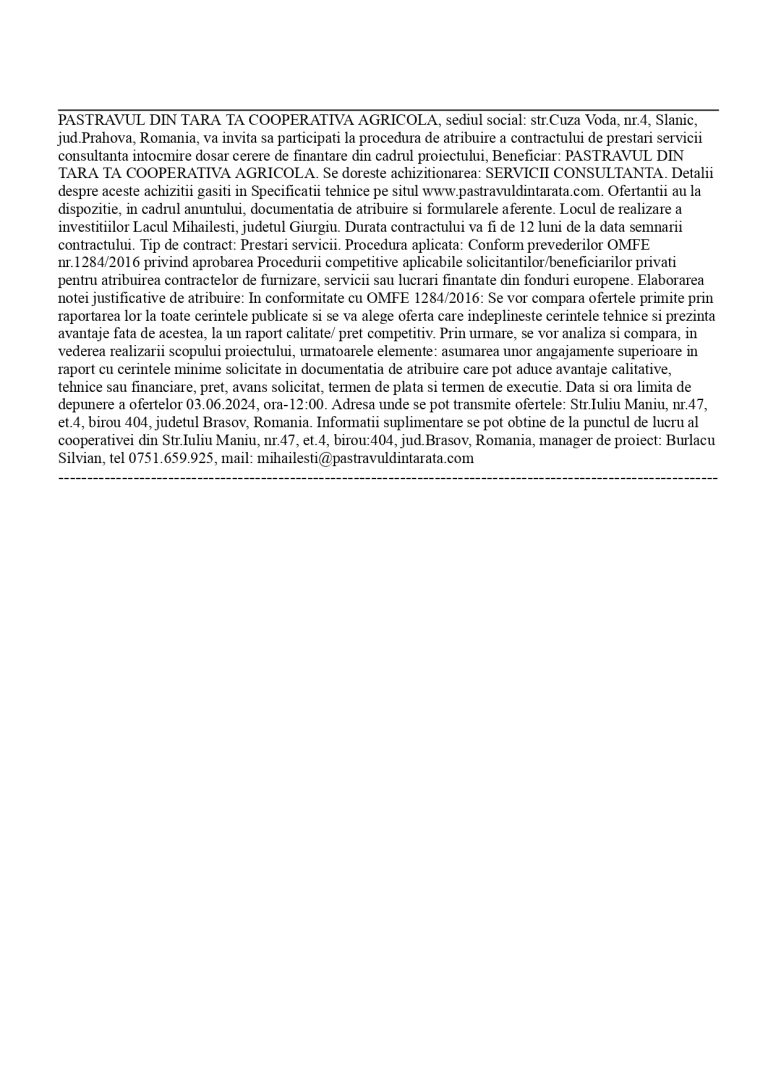 Anunț de presă PĂSTRĂVUL DIN ȚARA TA COOPERATIVĂ AGRICOLĂ (1)