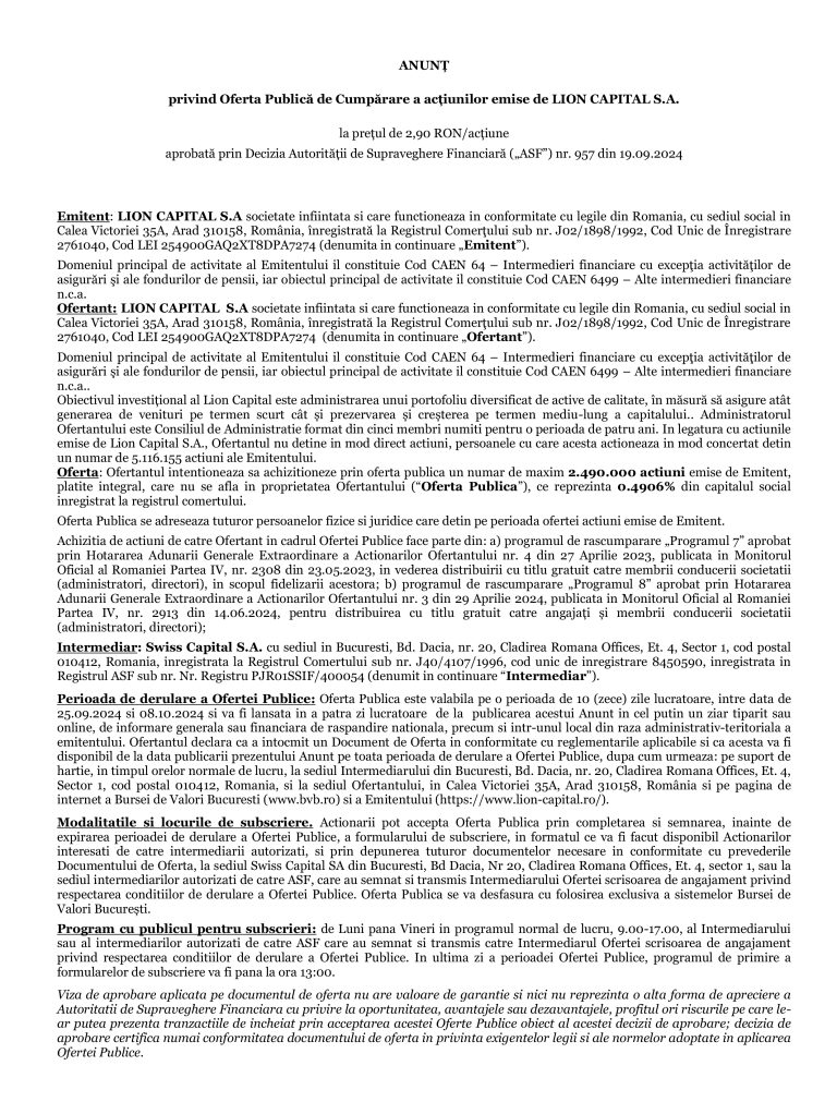 Anunț de presă