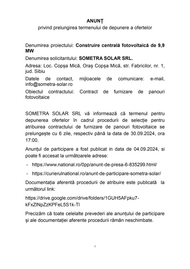 Anunț de presă