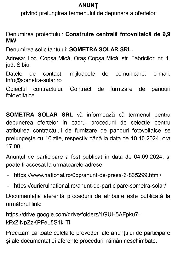 Anunț de presă