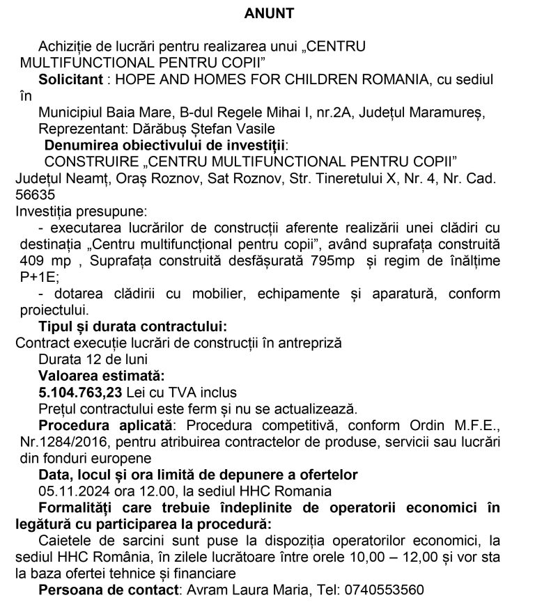 Anunț de presă
