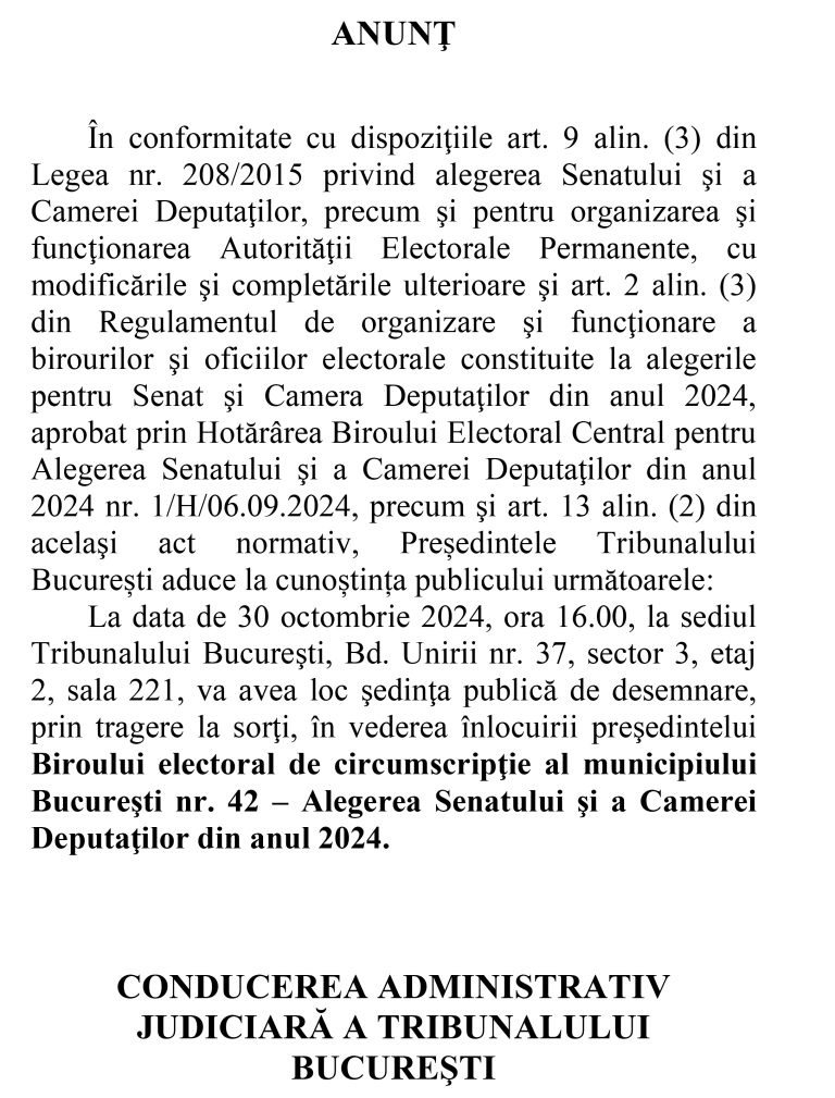 Anunț de presă
