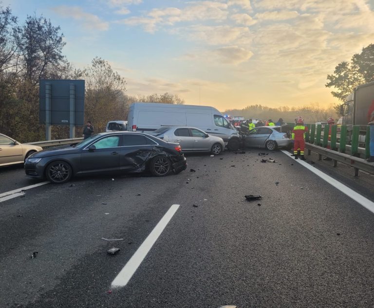 Accident în lanț cu 12 mașini pe autostrada A3. A fost Plan roșu de intervenție: 26 de persoane evaluate medical