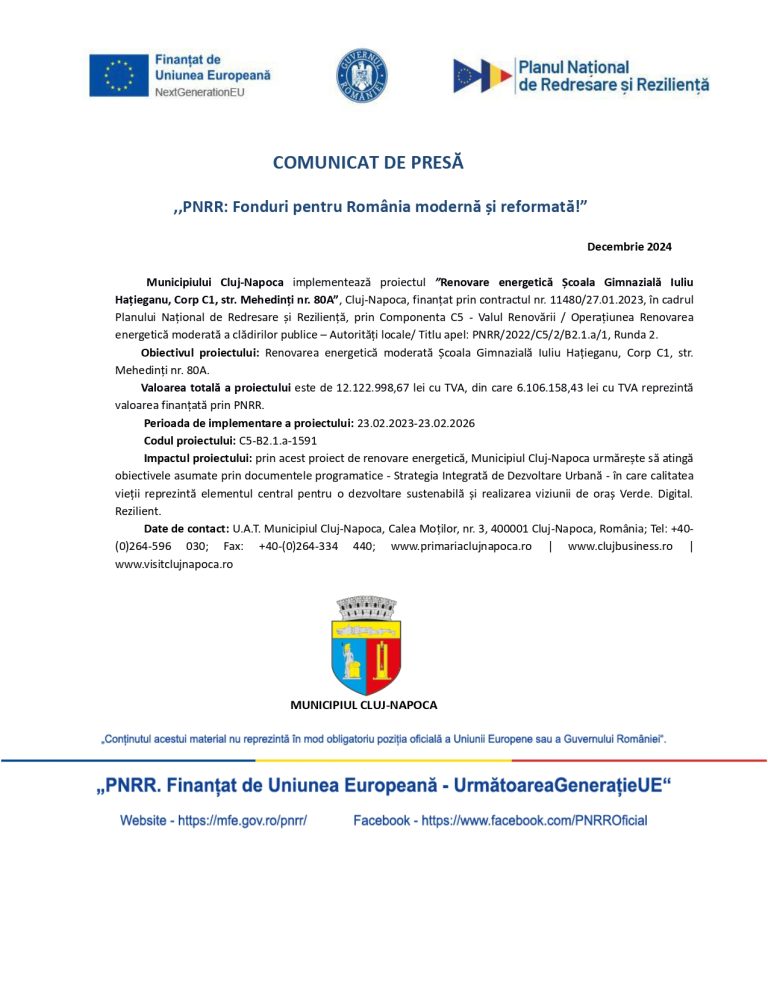 Comunicat de presă Primăria Municipiului Cluj-Napoca (2)