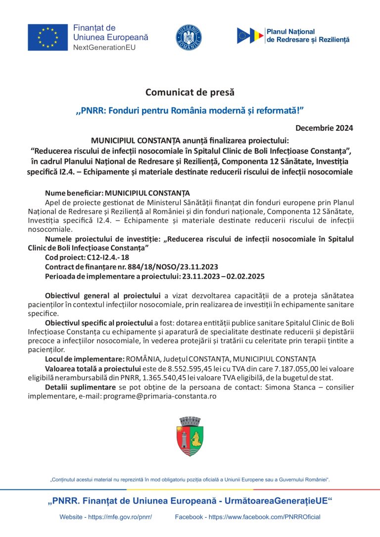 Comunicat de presă Municipiul Constanța