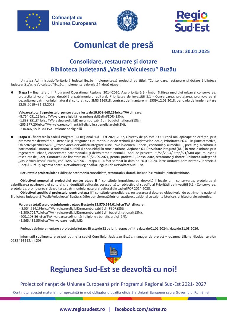 Comunicat de presă – UAT Județul Buzău