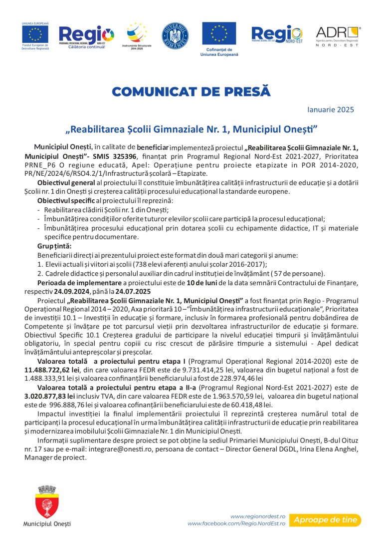 Comunicat de presă UAT Municipiul Onești (1)