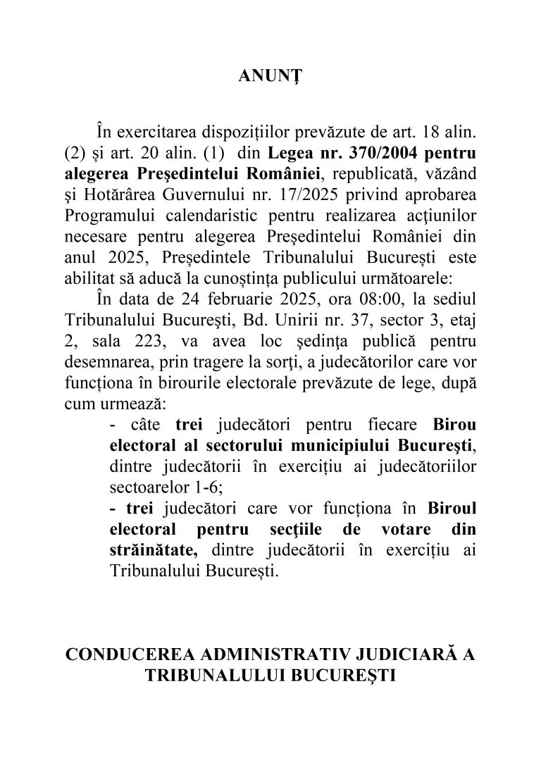 Anunț de presă