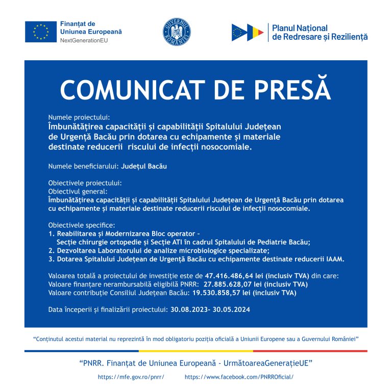 Comunicat de presă Spitalul Județean de Urgență Bacău