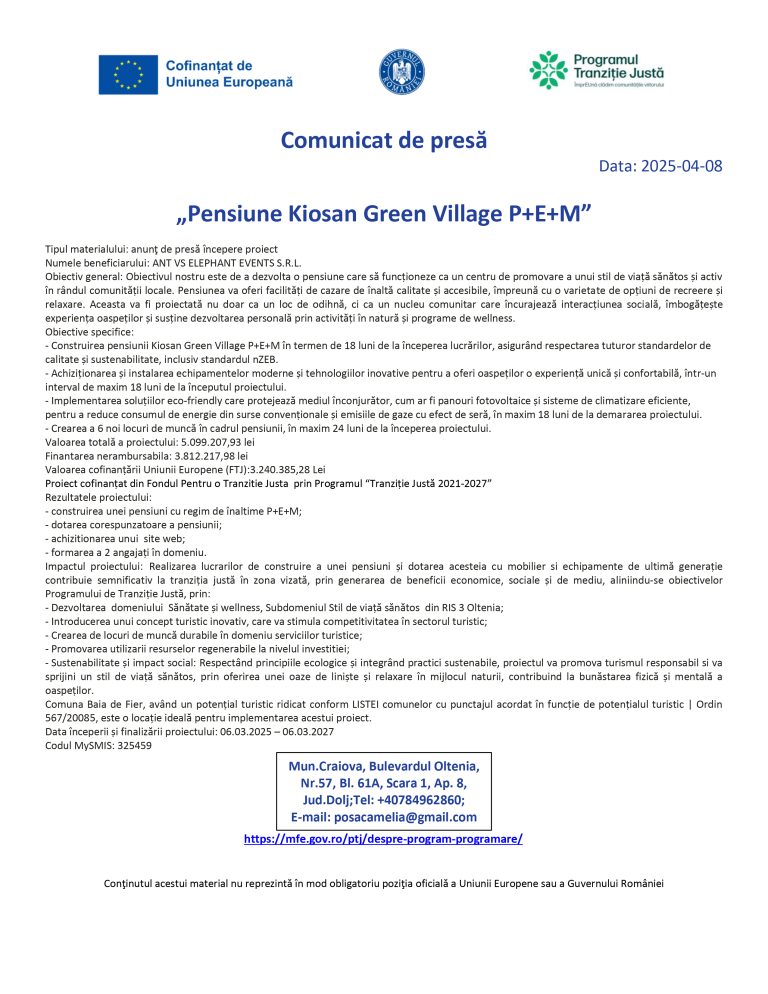 Comunicat de presă ANT VS ELEPHANT EVENTS S.R.L.