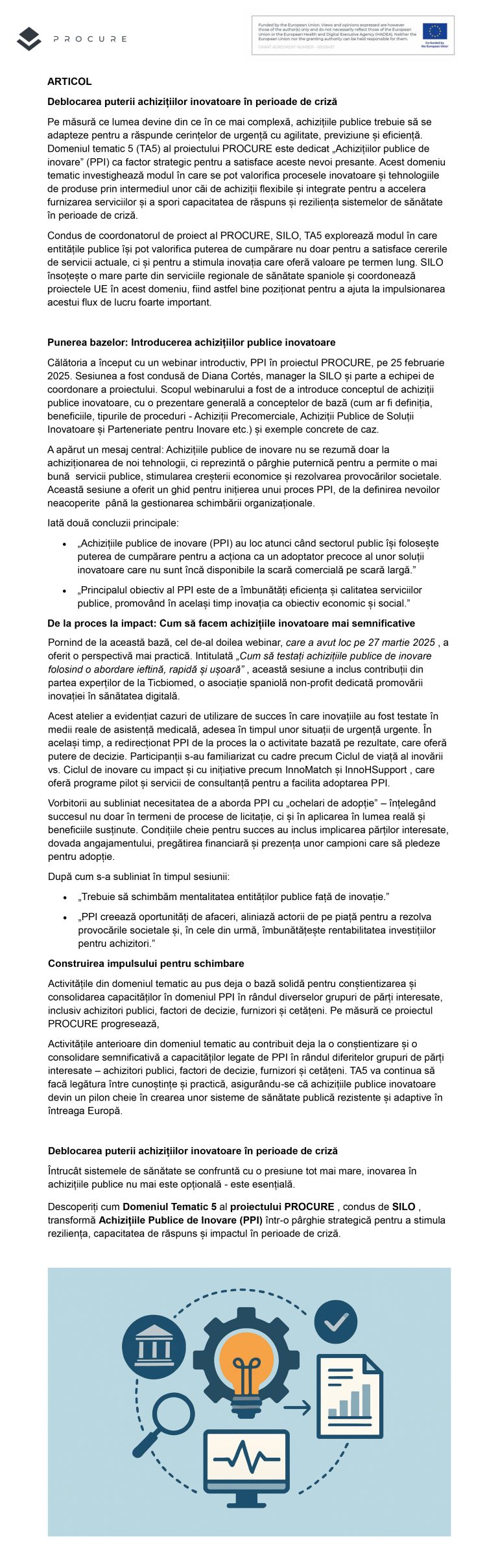 Anunț de presă PROCURE