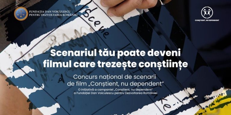 O idee transformată în film: „Conștient, nu dependent” – concurs național de scenarii de film despre consumul de droguri în rândul tinerilor