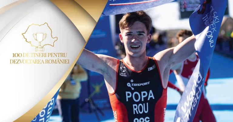 Carol Popa, aur european la duatlon juniori. Tânărul sportiv constănțean intră în campania „100 de tineri pentru dezvoltarea României”