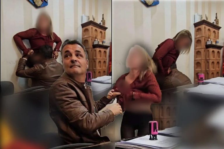 Scandal într-o comună din România: imaginile cu primarul care agresează sexual o angajată în biroul său au devenit virale