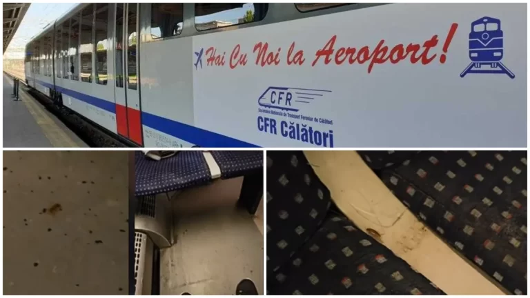 Călătorie cu „musafiri” neașteptați! Gândaci filmați în trenul spre aeroportul Otopeni! „Nu sunt rari, da-s mari!”